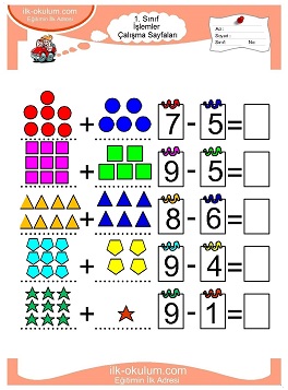 Çocuklar İçin toplam işlemi yaprak testleri 